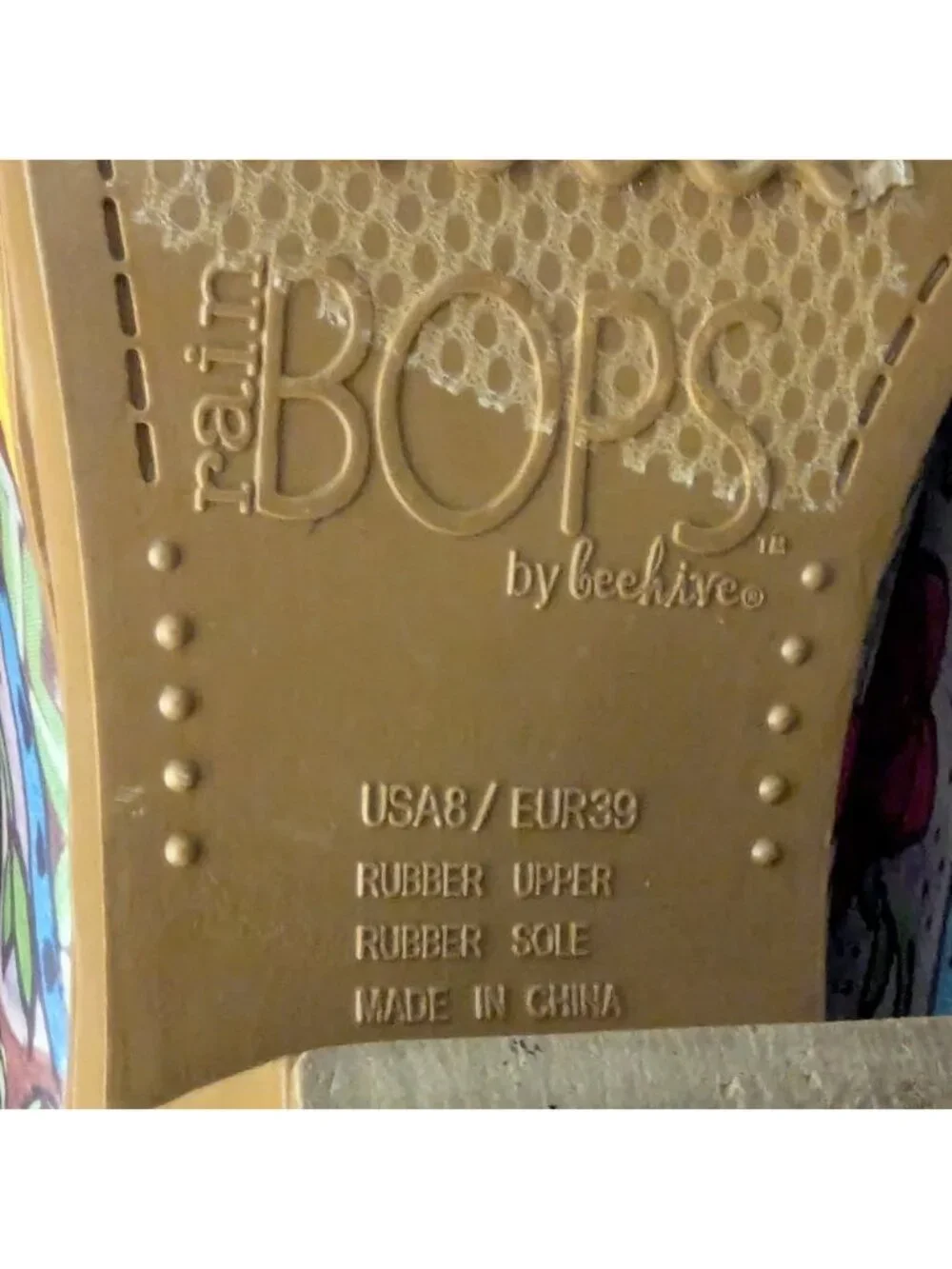 Rain Bops By Beehive Colourful mosaic funky Cowboy Boot Rain Boots USA 8